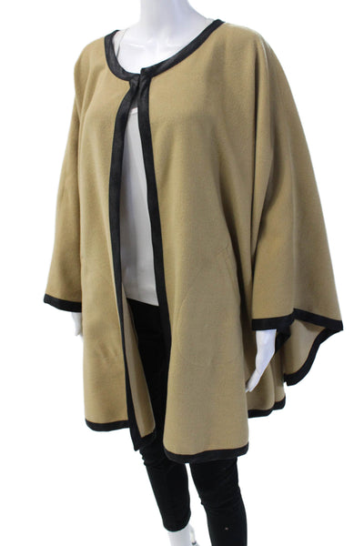 Soft Surroundings Women Cape Beige Round Neck Hook Eye Solid Classic Size XS