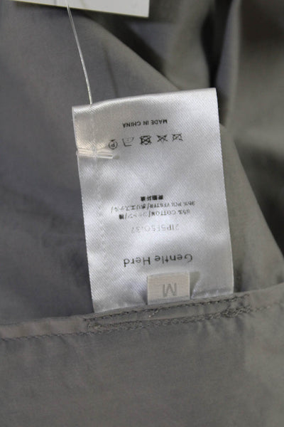 Gentle Herd Womens Collared Long Sleeve Button-Up Blouse Gray Basic Size M