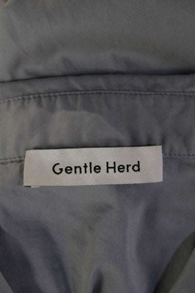 Gentle Herd Womens Collared Long Sleeve Button-Up Blouse Gray Basic Size M