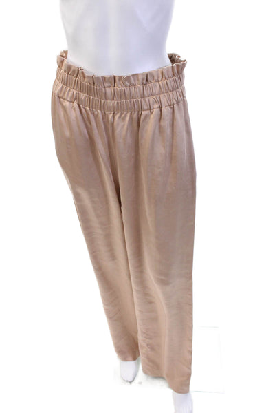 Generation Love Women Paperbag Pants Beige Solid Polyester Bohemian Fall Size M