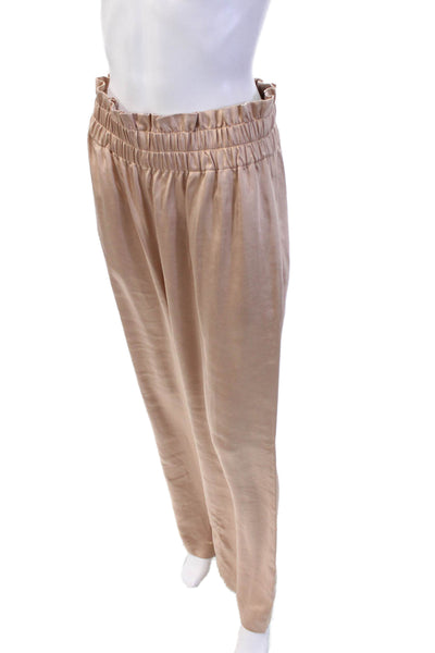 Generation Love Women Paperbag Pants Beige Solid Polyester Bohemian Fall Size M
