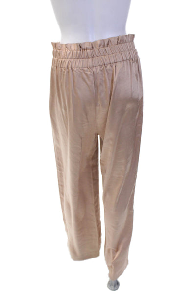 Generation Love Women Paperbag Pants Beige Solid Polyester Bohemian Fall Size M