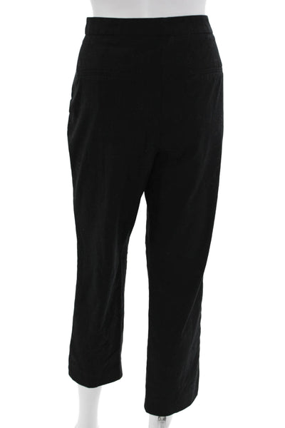 Zara Women Black Ankle Cropped Dress Pants Polyester Blend Button Size 10