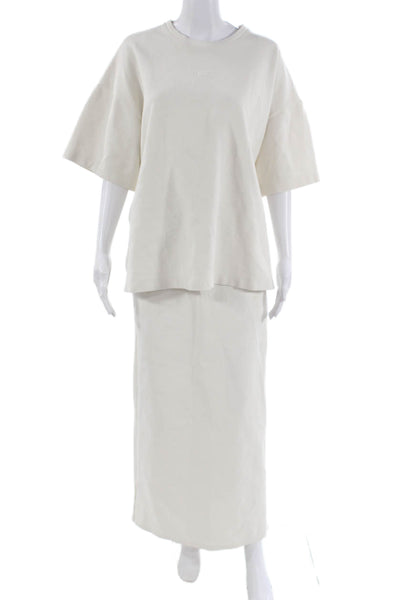 Gestuz Womens Short Sleeves Blouse Maxi Skirt Set White Size Small/Large
