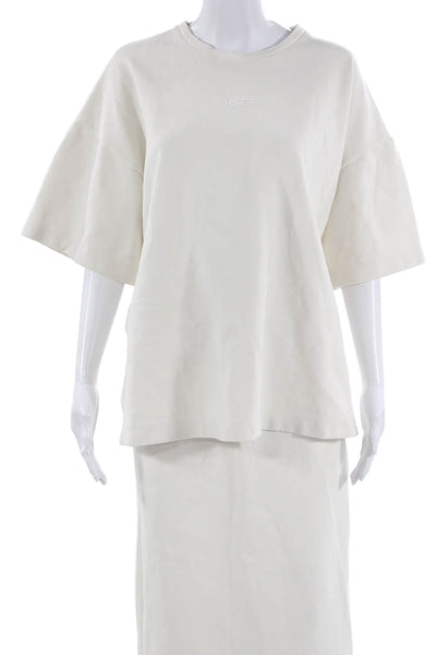 Gestuz Womens Short Sleeves Blouse Maxi Skirt Set White Size Small/Large