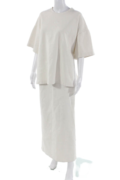 Gestuz Womens Short Sleeves Blouse Maxi Skirt Set White Size Small/Large