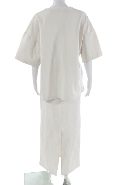 Gestuz Womens Short Sleeves Blouse Maxi Skirt Set White Size Small/Large