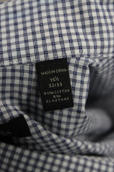 John Varvatos Mens Point Collar Blue Check Long Sleeve Dress Shirt Size M