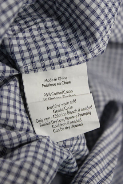 John Varvatos Mens Point Collar Blue Check Long Sleeve Dress Shirt Size M