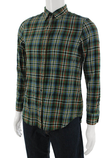 Lauren Ralph Lauren Mens Long Sleeve Plaid Print Button Down Shirt Green Size M