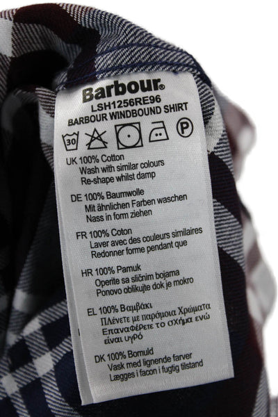 Barbour Mens Long Sleeve Button Down Plaid Orint Shirt Multi Size 10