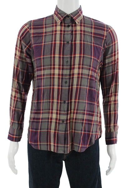 Lauren Ralph Lauren Mens Long Sleeve Button Down Plaid Shirt Red Size M