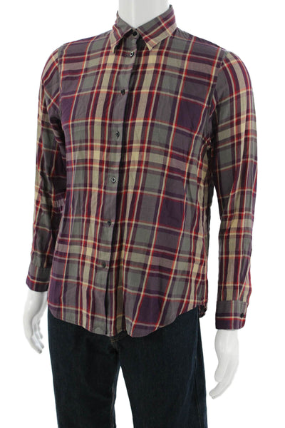 Lauren Ralph Lauren Mens Long Sleeve Button Down Plaid Shirt Red Size M