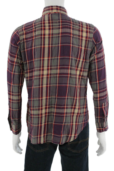 Lauren Ralph Lauren Mens Long Sleeve Button Down Plaid Shirt Red Size M