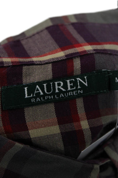 Lauren Ralph Lauren Mens Long Sleeve Button Down Plaid Shirt Red Size M