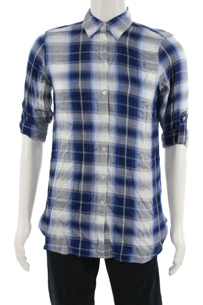 Lauren Ralph Lauren Mens Long Sleeve Plaid Button Down Shirt Blue Size M