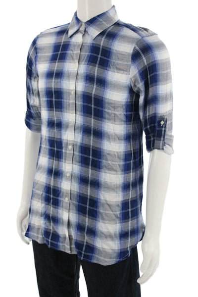 Lauren Ralph Lauren Mens Long Sleeve Plaid Button Down Shirt Blue Size M