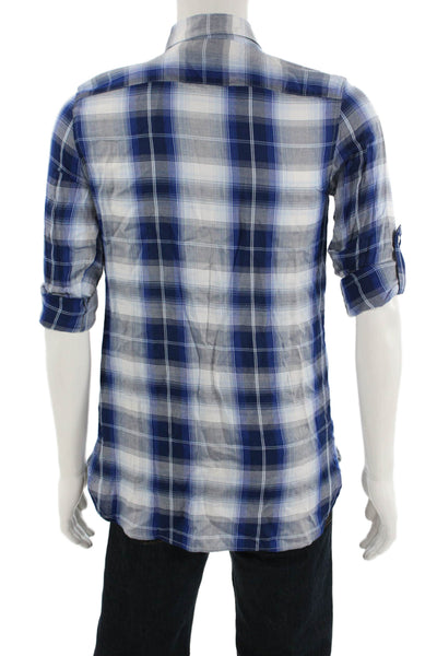 Lauren Ralph Lauren Mens Long Sleeve Plaid Button Down Shirt Blue Size M