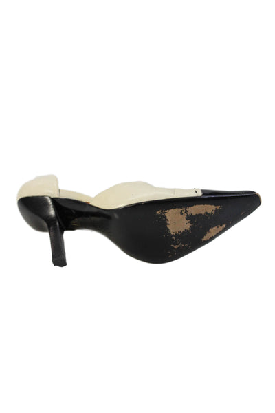 Max Mara Womens Leather Pointed Toe D'Orsay Pumps White Black Size 38. 8.5