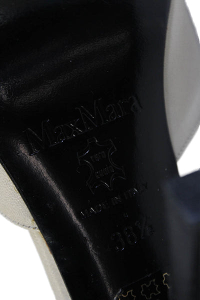 Max Mara Womens Leather Pointed Toe D'Orsay Pumps White Black Size 38. 8.5