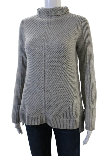 Vince Women Gray Mock Neck Pullover Sweater 70% Wool 30% Cashmere Size XS