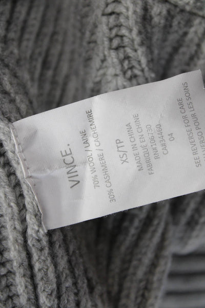 Vince Women Gray Mock Neck Pullover Sweater 70% Wool 30% Cashmere Size XS