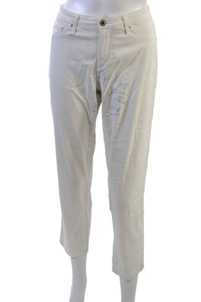 Adriano Goldschmied Womens Cropped Ankle Pants White Button Size 27