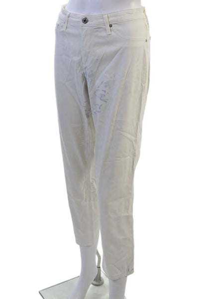 Adriano Goldschmied Womens Cropped Ankle Pants White Button Size 27