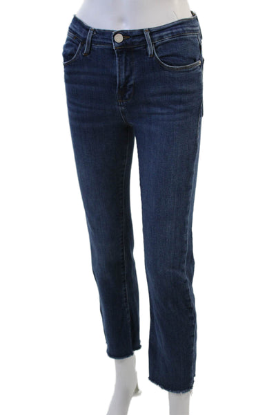 Frame Women Cropped Straight Ankle Jeans Dark Blue Size 26