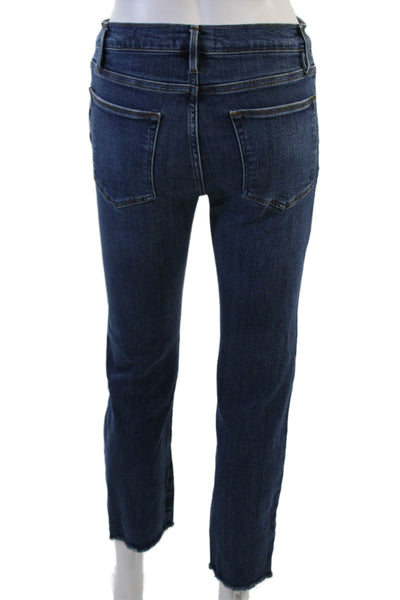 Frame Women Cropped Straight Ankle Jeans Dark Blue Size 26
