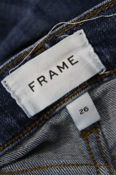 Frame Women Cropped Straight Ankle Jeans Dark Blue Size 26