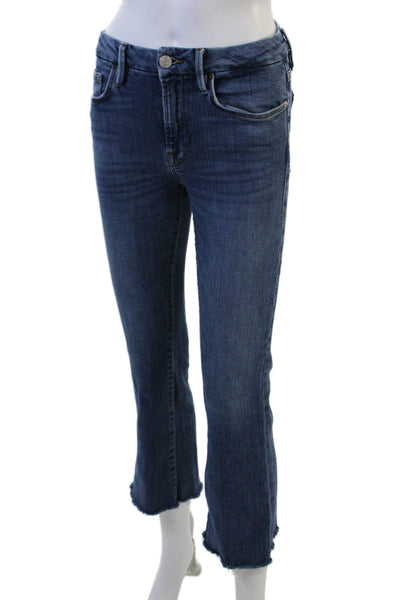 Frame Womens Cropped Ankle High Rise Dark Blue Jeans Button Size 27