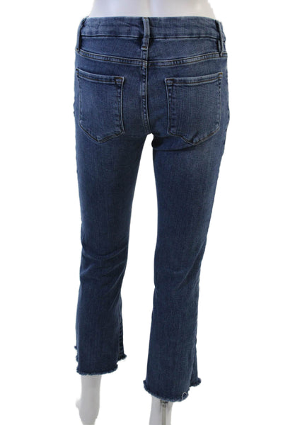 Frame Womens Cropped Ankle High Rise Dark Blue Jeans Button Size 27