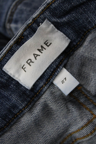 Frame Womens Cropped Ankle High Rise Dark Blue Jeans Button Size 27