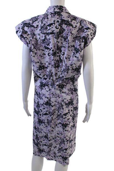 Birger Christensen Women Black Floral Collared Shirt Dress Cotton Maxi Size 4