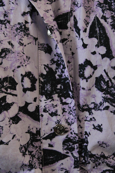 Birger Christensen Women Black Floral Collared Shirt Dress Cotton Maxi Size 4