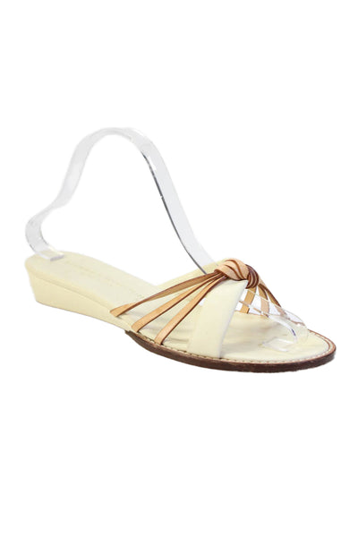 Stubbs & Wootton Womens Open Toe Flat Sandals Cream Size 8