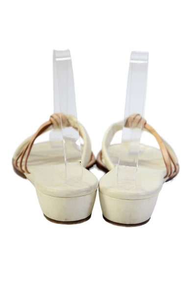 Stubbs & Wootton Womens Open Toe Flat Sandals Cream Size 8