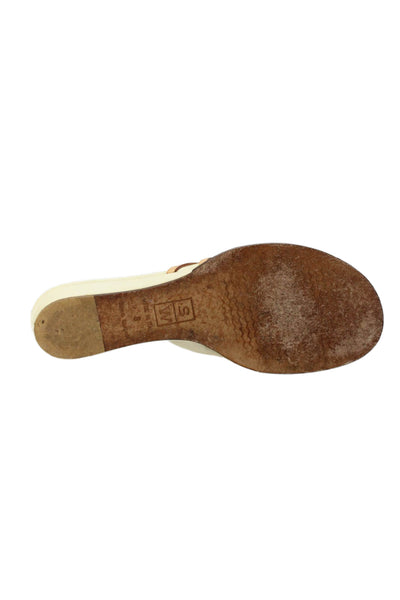 Stubbs & Wootton Womens Open Toe Flat Sandals Cream Size 8