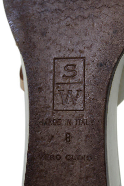 Stubbs & Wootton Womens Open Toe Flat Sandals Cream Size 8