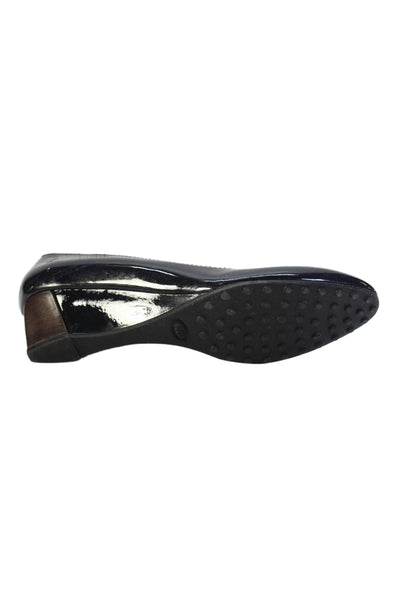 Tods Womens Patent Leather Slip On Pumps Navy Blue Size EUR 38.5