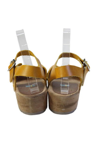 MIA Womens Open Toe Silver Tone Buckle Strap Sandals Yellow Size EUR 38