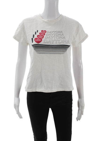 Rag & Bone Womens Cropped Basic Graphic Love Cotton Crew Neck T-Shirt Size XS