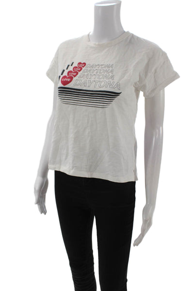 Rag & Bone Womens Cropped Basic Graphic Love Cotton Crew Neck T-Shirt Size XS