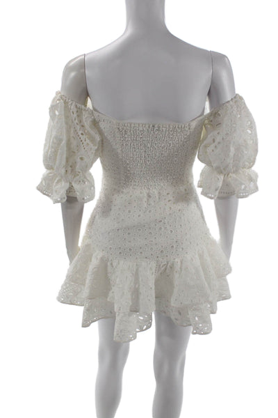 Charo Ruiz Women Fit & Flare Mini Dress White Square Neck Zip Size S
