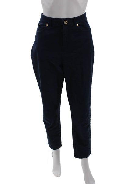 Brooks Brothers Womens Ankle Cropped Dark Blue Cotton Blend Pants Size 10