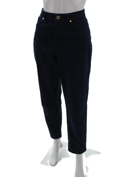 Brooks Brothers Womens Ankle Cropped Dark Blue Cotton Blend Pants Size 10