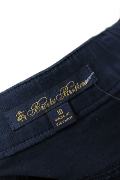 Brooks Brothers Womens Ankle Cropped Dark Blue Cotton Blend Pants Size 10