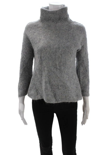 Free People Unisex Pullover Gray Mock Neck 3/4 Sleeve Alpaca Boho Size S