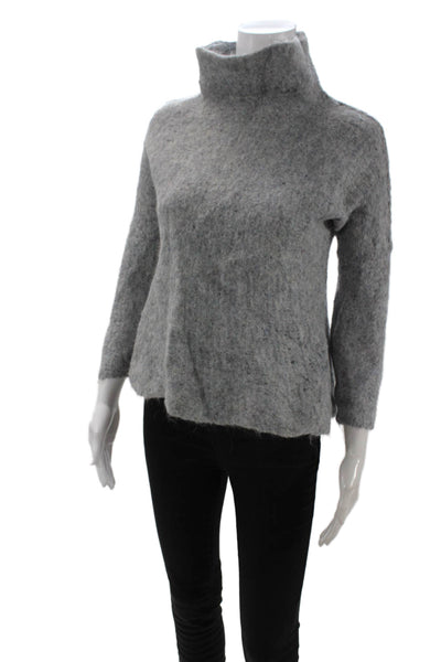 Free People Unisex Pullover Gray Mock Neck 3/4 Sleeve Alpaca Boho Size S